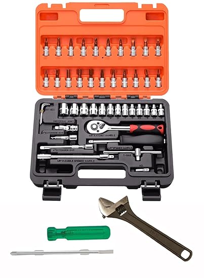 Digital Craft Multifunction Hand Tool Kit Car Ratchet Wrench Assembly Tool Household Repair Tools Automotive Set 46PC Socket Set,10