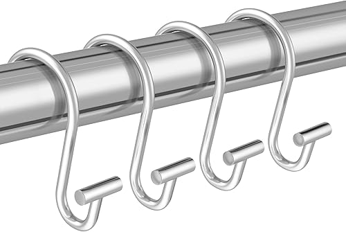 HBlife 12 ganchos decorativos para cortina de ducha, a prueba de óxido, barra en T, anillos de cortina de ducha de metal para cortina y barra de