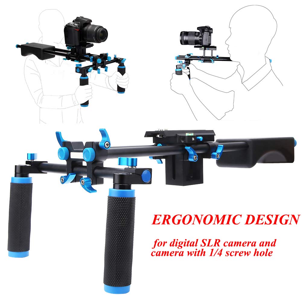 Akozon D2 DSLR RIG Support de Stabilisateur D'épaule pour Caméra de Prise de Vue Vidéo Stable Compatible avec Trépied
