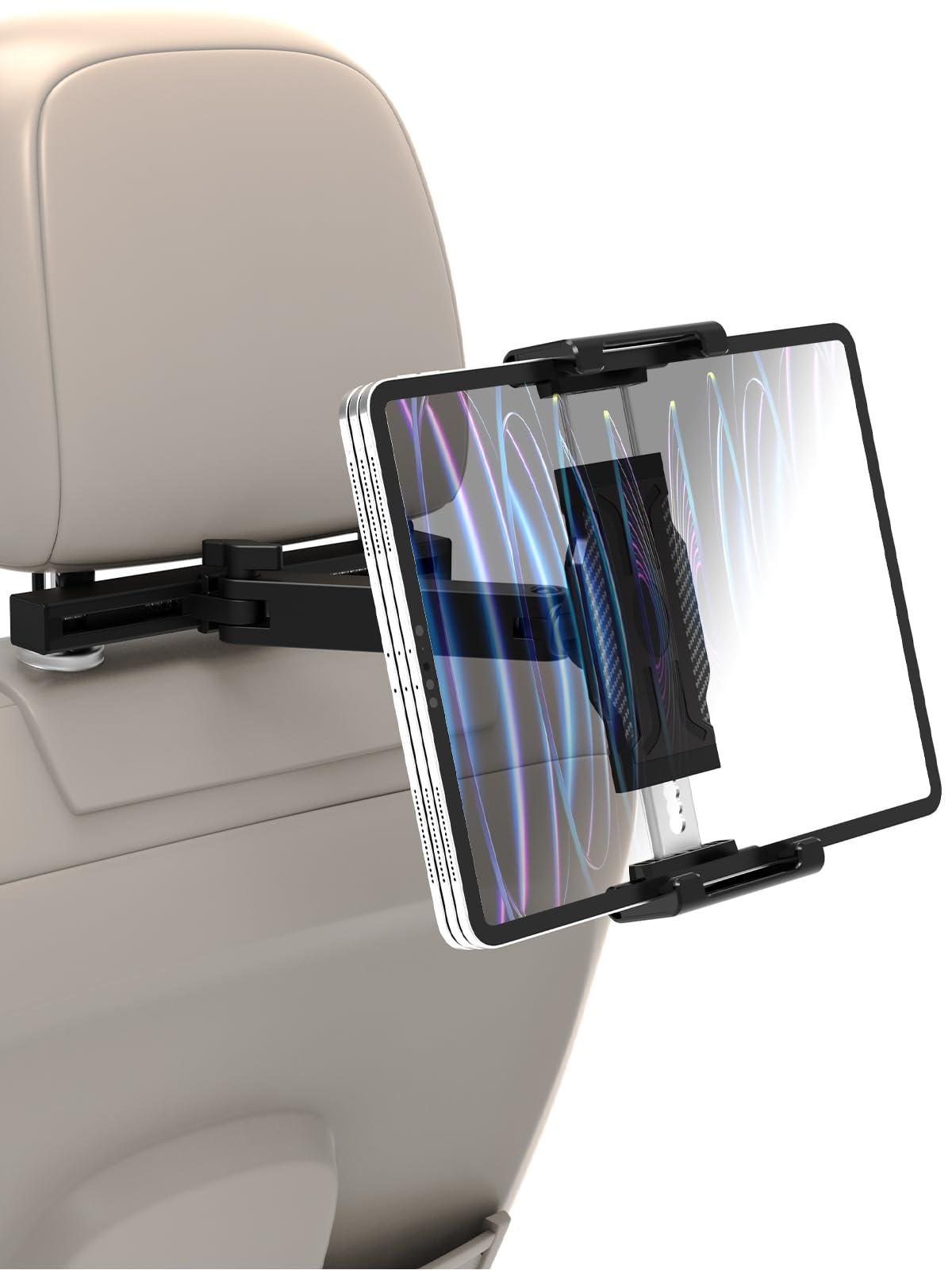 LYFlCCS Tablet Holder Headrest Car Mount with Flexible Arm Special for iPad Pro 12.9, Long Trip Back Seat Mount Fit Thickness Case for iPad air, Mini, Galaxy Tab and More 6-15.6