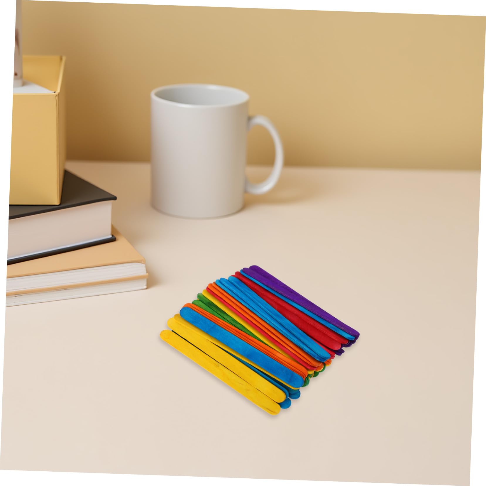 Mikikit 500 Piezas Palitos de Madera Arcoíris para Manualidades Palitos de Helado de Colores Reutilizables para Proyectos de Arte el Hogar o Escuela
