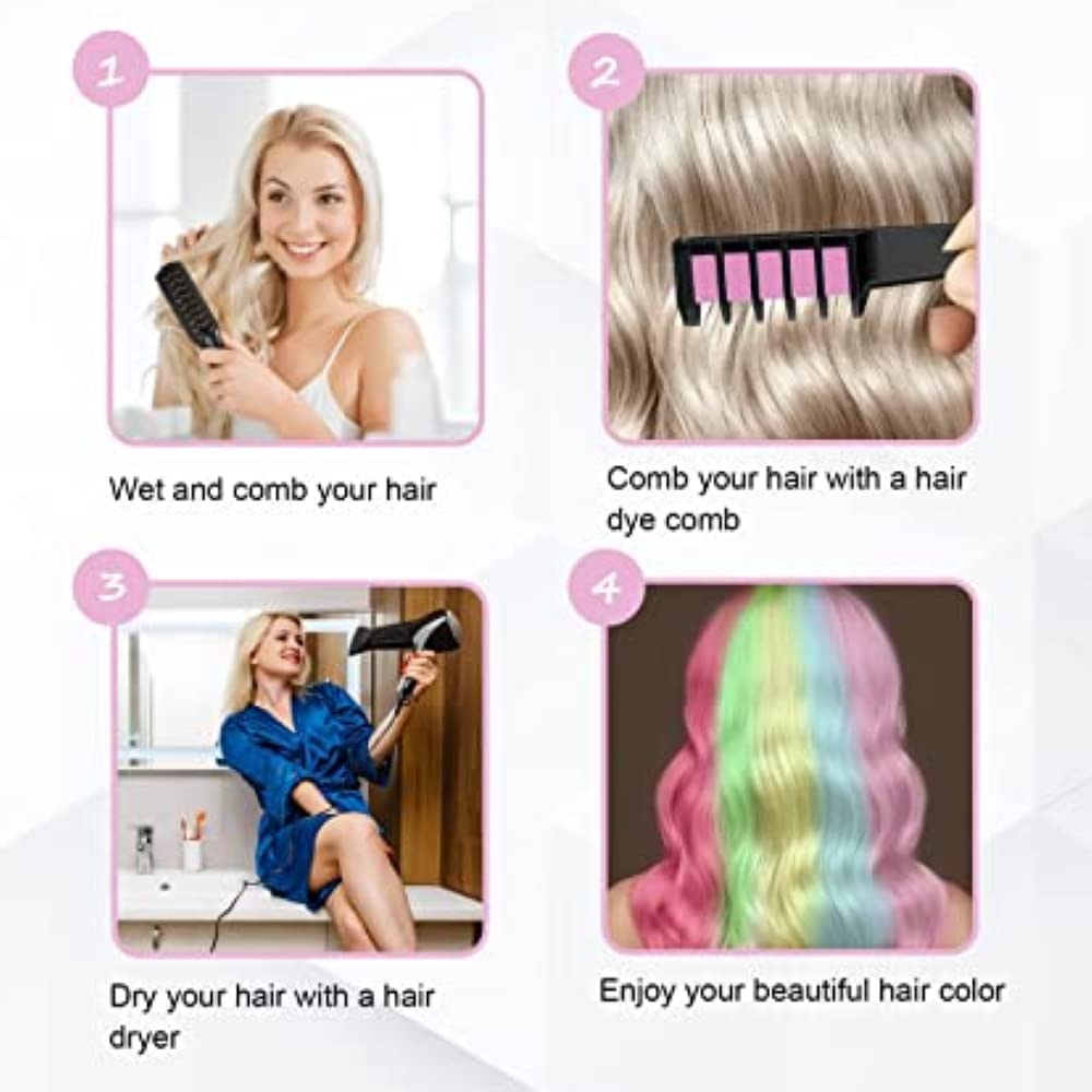 12 Color Hair Chalk for kids & adult Makeup Kit New Hair Chalk Comb Temporary Washable Hair Color Dye for Kids Birthday Halloween Christmas Gifts Toys for Girls Kids Age 6 7 8 9 10 11 12 Year Old 4