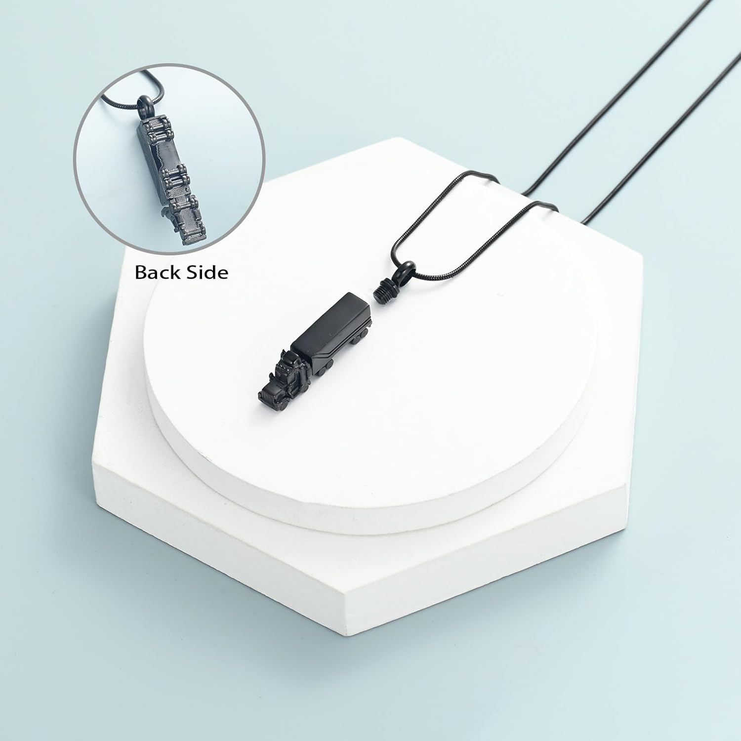 shajwo 18 Wheeler Semi Truck Urn Necklace for Ashes for Men Women Cremation Jewelry of Loved Ones Memorial Locket Pendant - Image 5