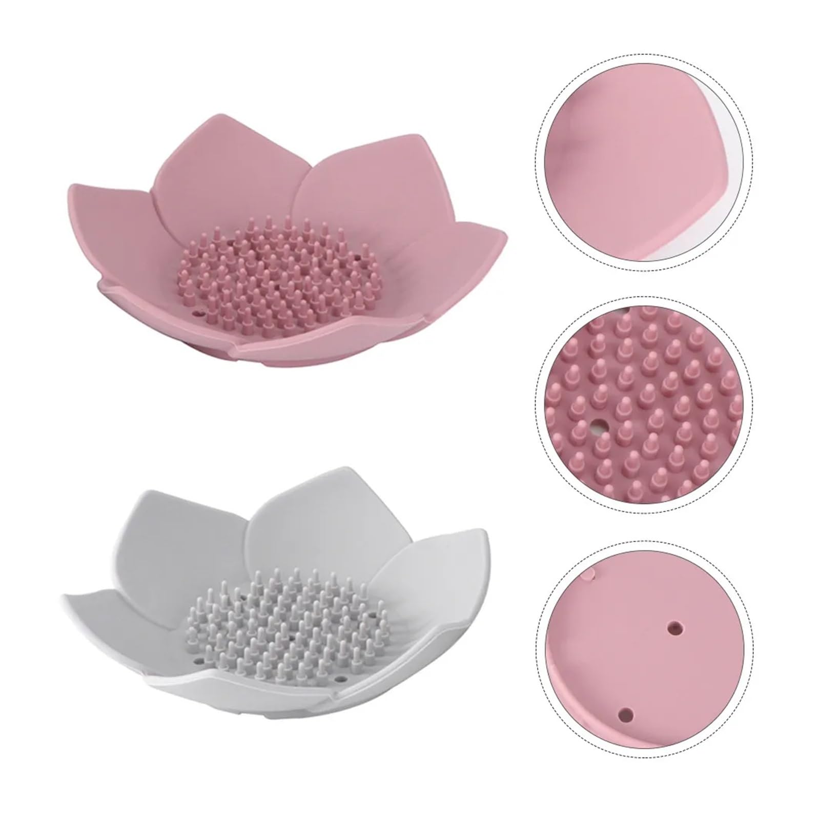 Jabonera De Silicona con Forma De Flor, Bandeja De Drenaje Flexible, 2 Uds. | Silicona antideslizante, drenaje rápido, plegable y plegable, aspecto decorativo