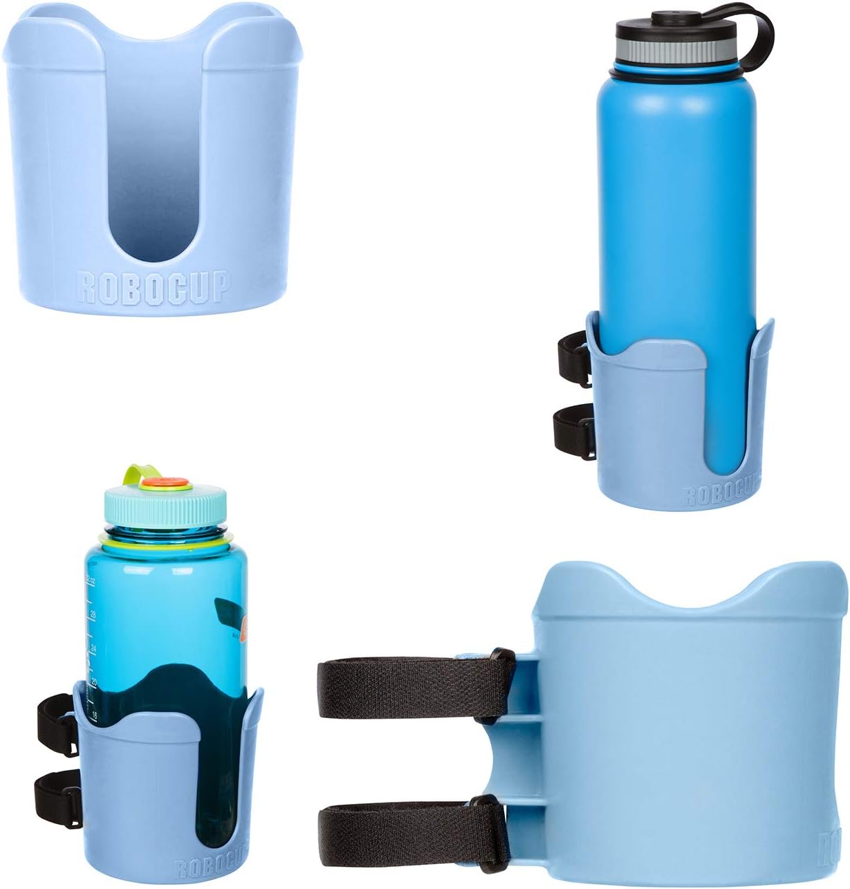 ROBOCUP Plus, (Light Blue), Add-On Accessory XL Extension Cup Holder, Larger Drink Capacity, Perfect for Boats, Golf Carts, Walkers, Wheelchairs and Work. Made in USA (Includes 1)