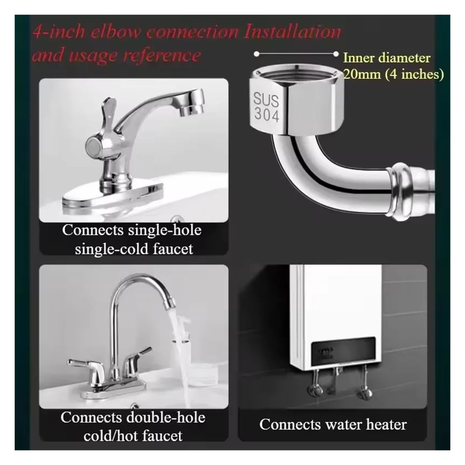 Winkel-Einlassrohr, Edelstahl, Teile for Toiletten-Warmwasserbereiter