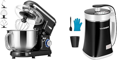VIVOHOME Batidora de pie, 660 W, 10 velocidades, 6 cuartos de galón, mezclador eléctrico de alimentos para cocina con máquina para hacer mantequilla