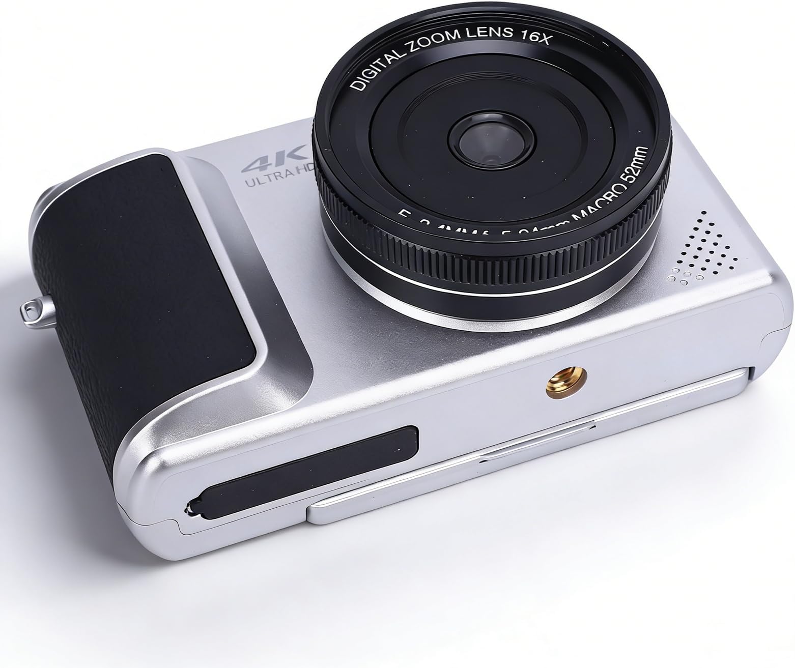 4K Digital Camera for Photography, 64MP, 2.8in 180° Flip Screen, 16X Digital Zoom, Compact Retro, 4K Video for Travel, Silver