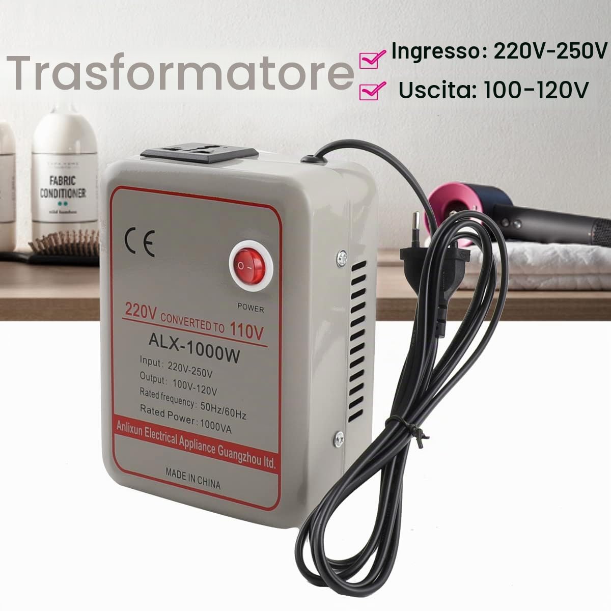 Convertitore trasformatore, trasformatore di tensione, 220 V-250 V a 100 V-120 V, convertitore step down (1000 W)