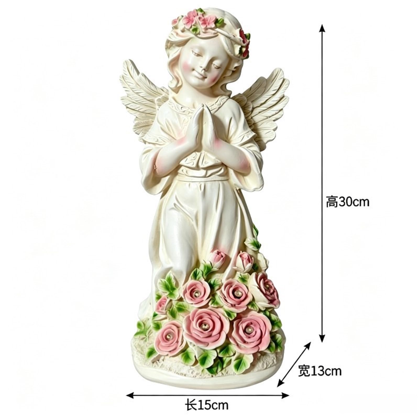 HABITZ Fata dei Fiori Notte LED Luce Resina Angelo Giardino Scultura Ornamenti Statua Decorazioni Esterni Figurine Ad Energia Solare Regali Decorazione for Patio,Balcone Tomba Accessori Esposizione