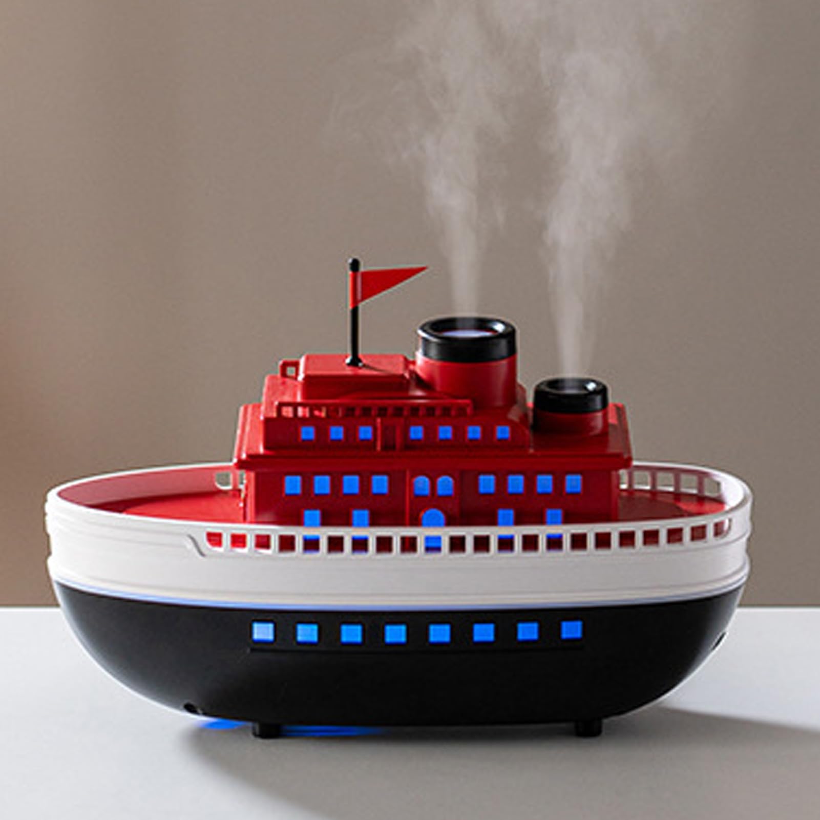Diffusore di oli essenziali della nave di grande capacità di design retrò per la casa e l'ufficio 300 ml umidificatore alimentato tramite USB con luci colorate