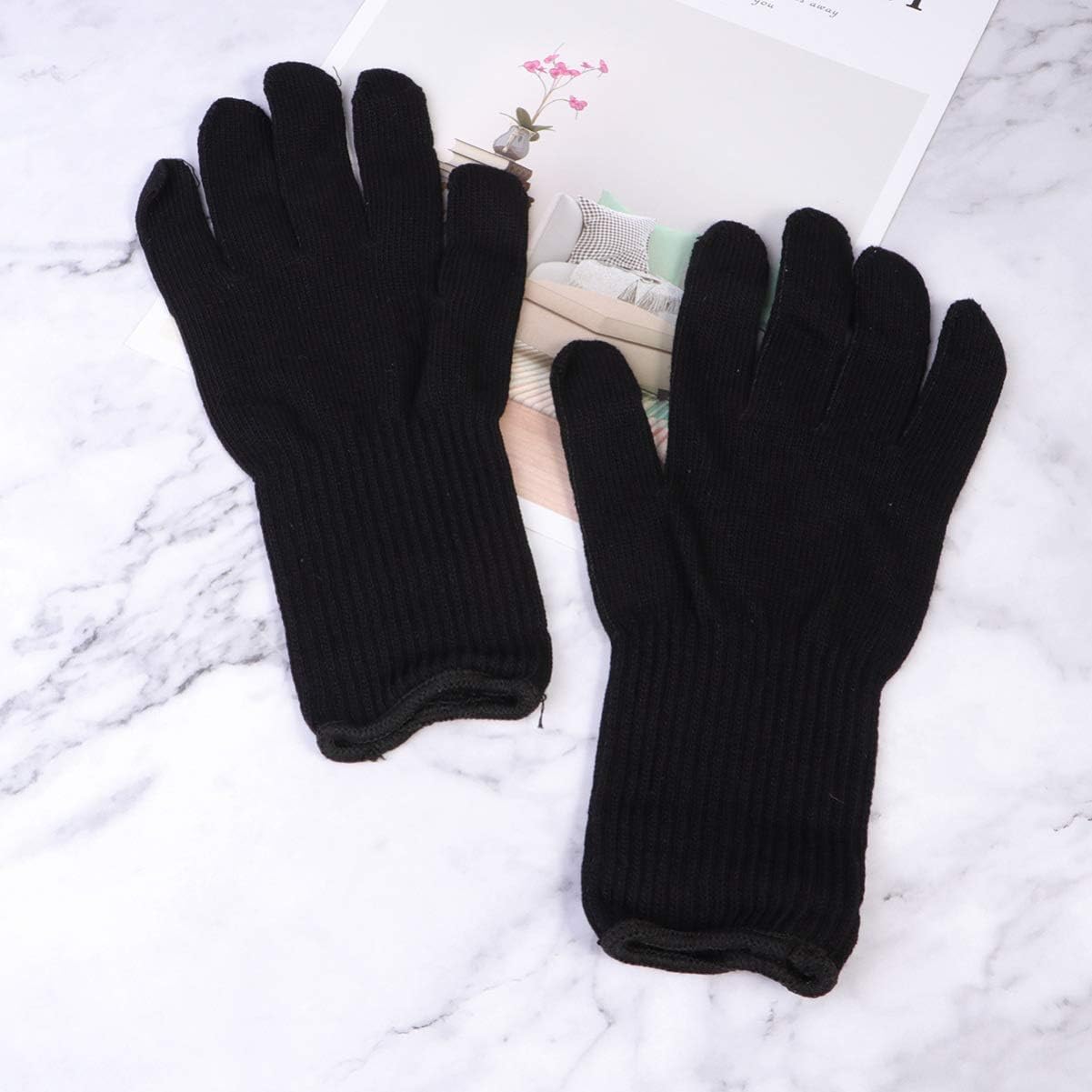 2pairs Hair Coloring Gloves Heat Resistant Gloves for Perm Straightener and Curler Safety