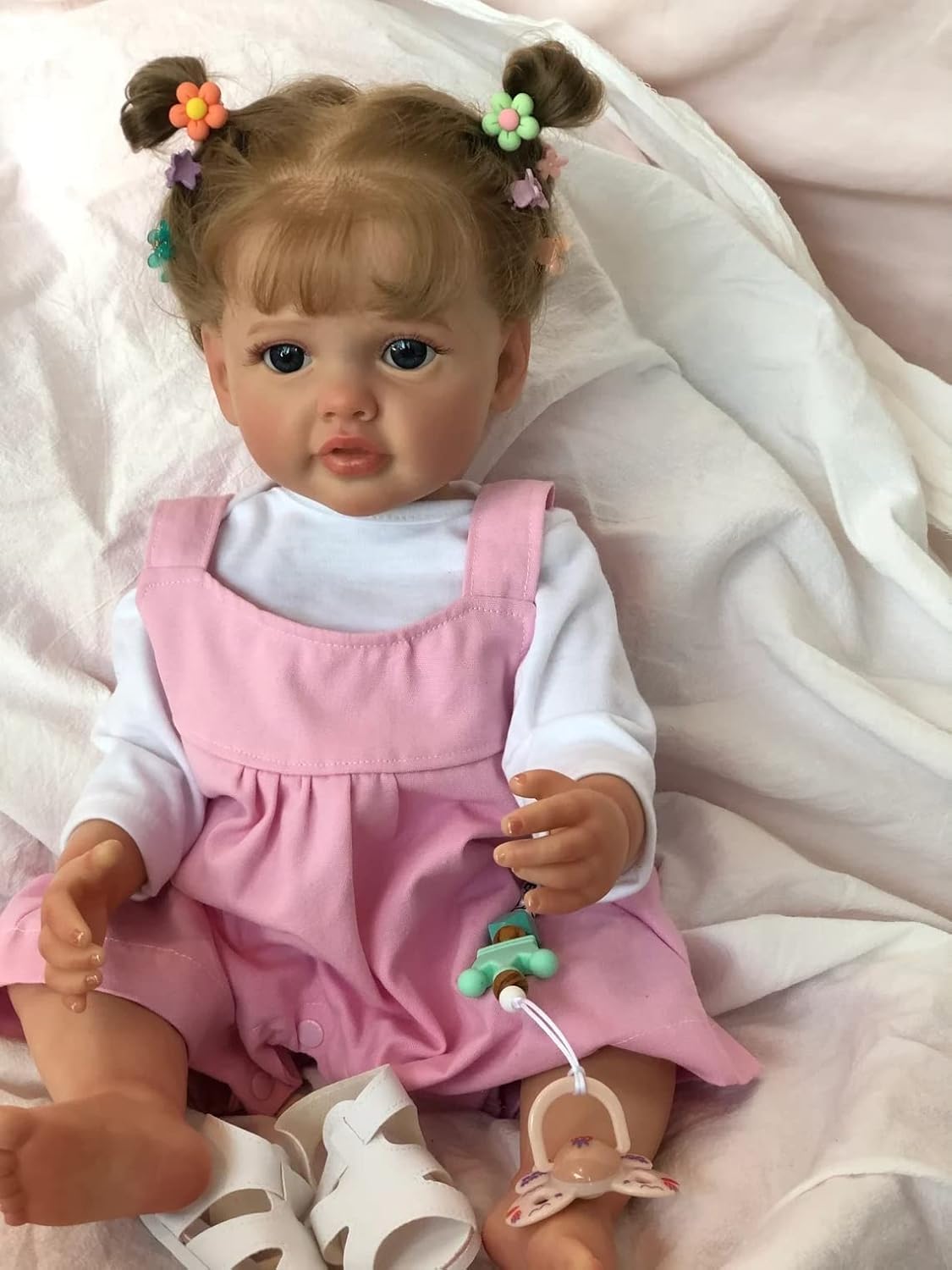 Pinky Reborn Dolls 22 Inch 55 cm Reborn Baby Toddler Doll Full Body Vinyl Girl Dolls with Anatomically Correct Real Realistic Girl Born Toy