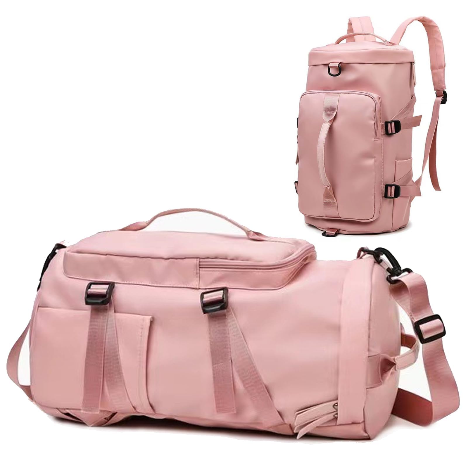 Large Capacity Sports Gym Bag,3 Ways Sport Duffle,Backpack Gym Bag with Wet Pocket & Shoes Compartment for Men & Women, Multi-Occasion Application of Sports Bag (Pink)