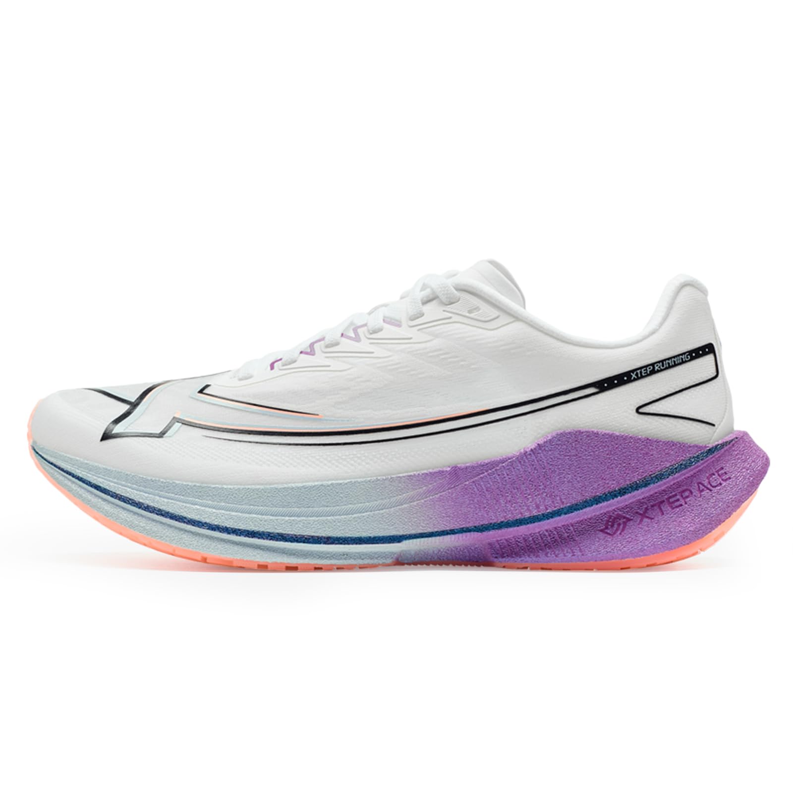 XTEP Laufschuhe Herren, Einsteiger Marathonlaufschuhe, Carbonplatte in Schaufelform, 70% Dämpfung, Leichte Wettkampf-Laufschuhe, Atmungsaktiv rutschfest Gedämpft