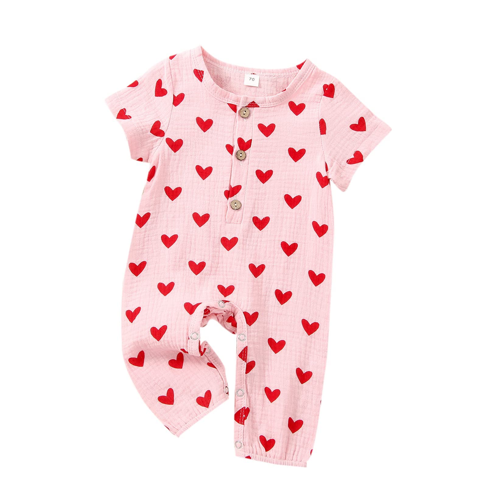 BemeUSWT0-18 Months Newborn Infant Baby Girls Valentine's Day Outfit One Piece Romper Jumpsuit Long Sleeve Love Heart Print Bodysuit Pajamas Birthday Clothes for Baby Girls
