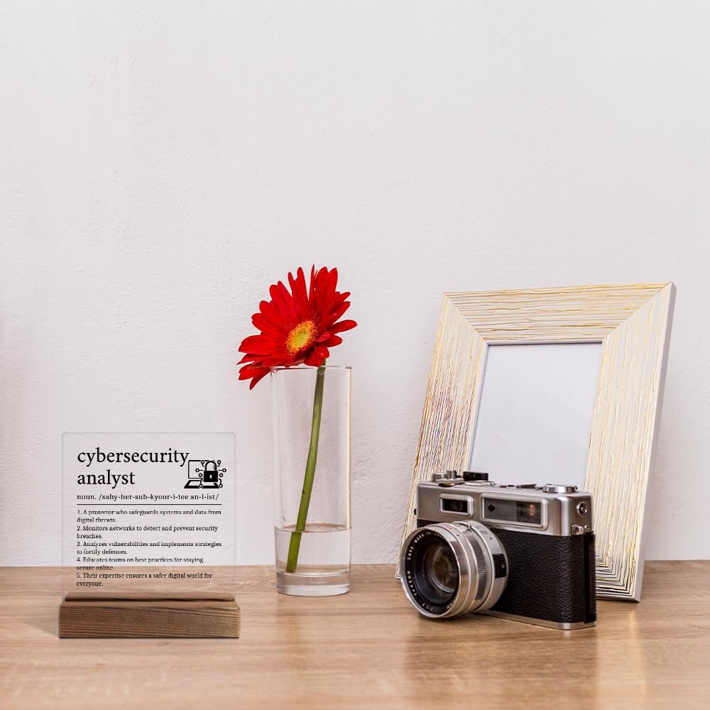Cybersecurity Analyst Plaque - Funny Hacker Theme Acrylic Office Sign with Wooden Stand, IT Security Gifts for Programmer, Ethical Hacker Tech Team, Appreciation Present for Cyber Professional Cybersecurity Analyst Plaque - Funny Hacker Theme Acrylic Office Sign with Wooden Stand, IT Security Gifts for Programmer, Ethical Hacker Tech Team, Appreciation Present for Cyber Professional