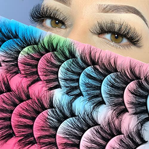 10 Pairs Mink Fluffy False Eyelashes 20mm Dramatic Faux Mink Eyelashes 3D Cat-Eye Curly Wispy Fake Lashes Sets Pack(Lecerent-XZ-04)