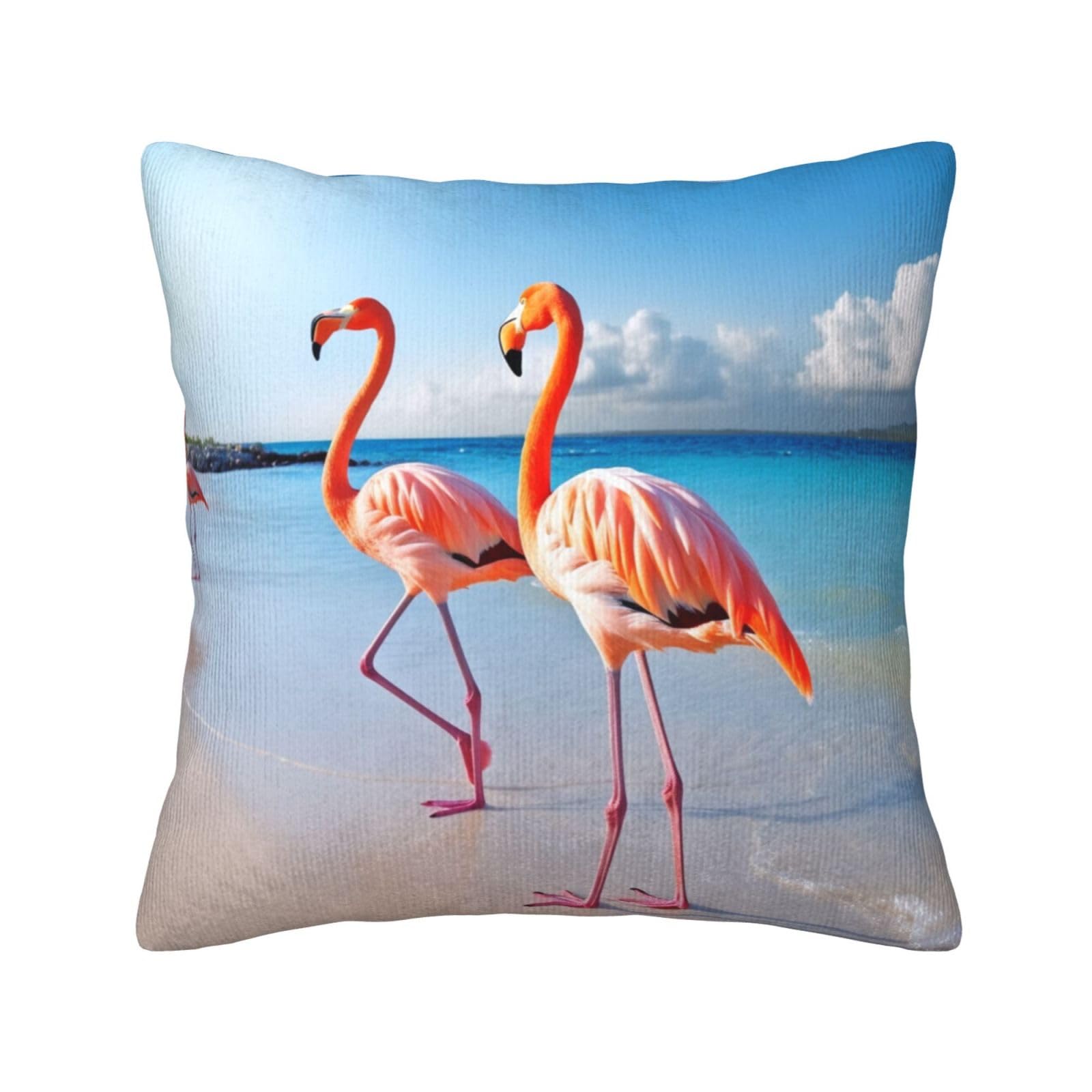 Housse de coussin flamant rose velours côtelé pour un salon bohème chic élégant