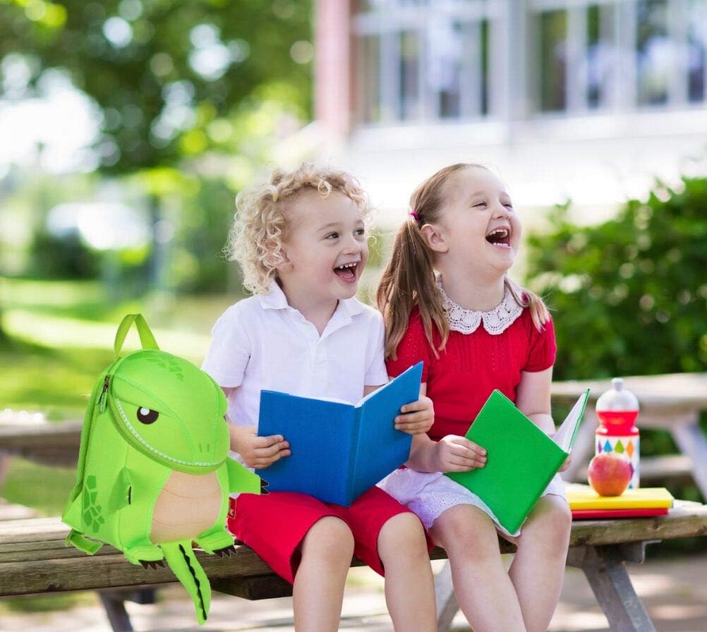 OFUN Dinosaur Backpack for Boys 2-6 Years, 11'' Toddler Preschool Backpack, Dinosaur Toys Bag for Kids (Green)