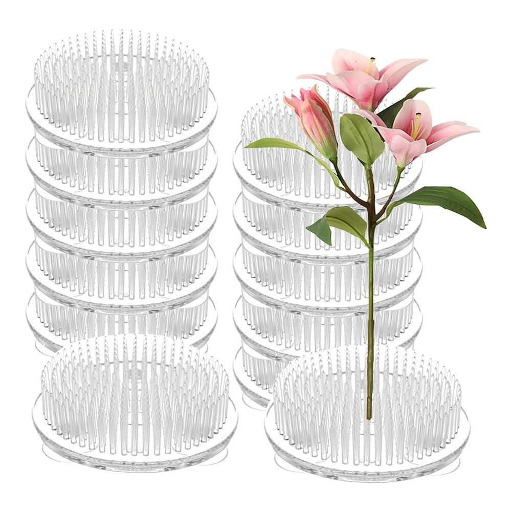 CTRLZS Clear Flower Frogs 12PCS Set, 2.76 Inch Plastic Pin Frogs for Vase Arrangement, Floral Pin Frog Tools