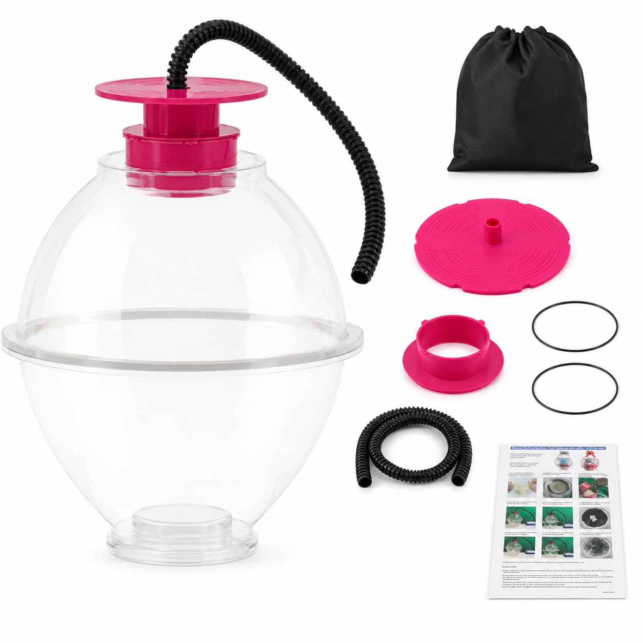 Machine à gonfler les ballons avec chambre transparente, pour ballons de 30,5 à 40,6 cm, avec tuyau de 1 m, 2 joints et sac de rangement, cadeau DIY