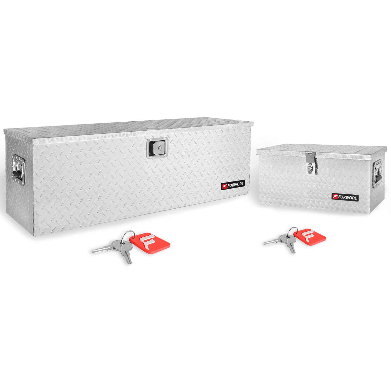 First.Racing 48x15x15 Aluminum Truck Bed Tool Storage Box - X-Large, Black, With Keys & Lock