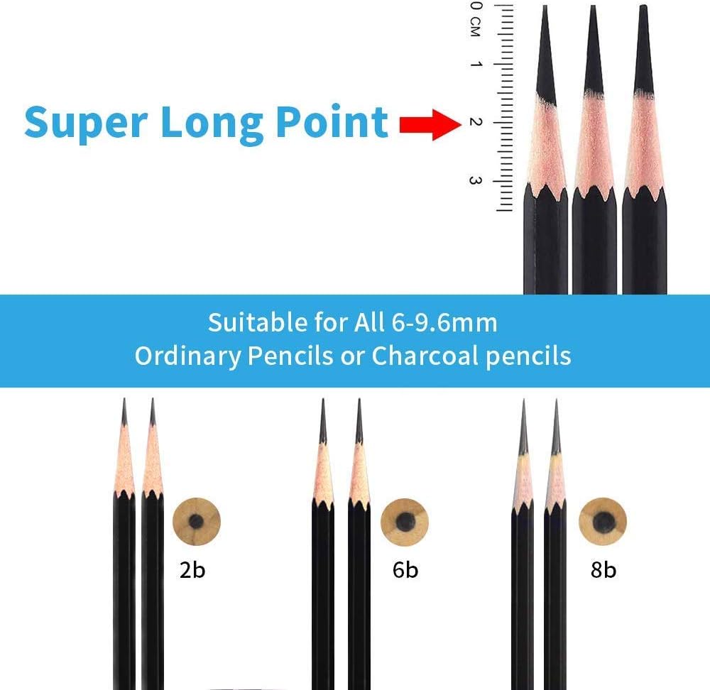 AFMAT Case of 4, Artist Pencil Sharpener, Charcoal Pencil Sharpener, Electric Art Pencil Sharpener, Long Point Sharpener for 6-9.6mm Large Pencils, Rechargeable Pencil Sharpeners for Art Pencils