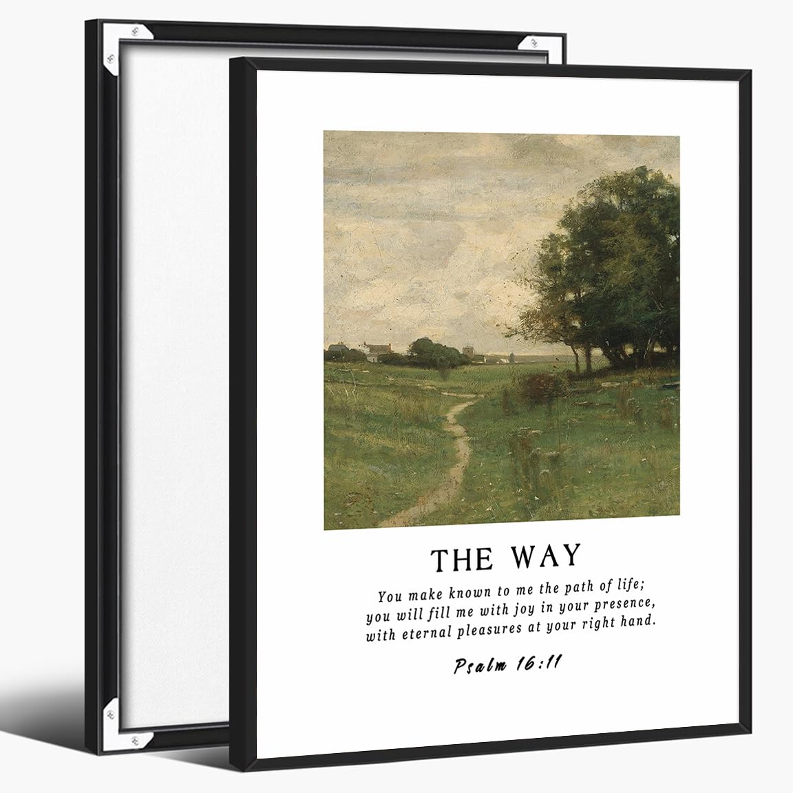 Psalm Wall Art, Bible Verse Print, Christian Scripture Canvas, The Way Faith Poster, Religious Wall Decor for Living Room or Bedroom 60x90cm Black Frame