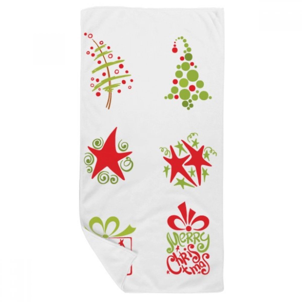 Serviette de bain Joyeux Noël rouge 35x70cm en coton doux multicolore
