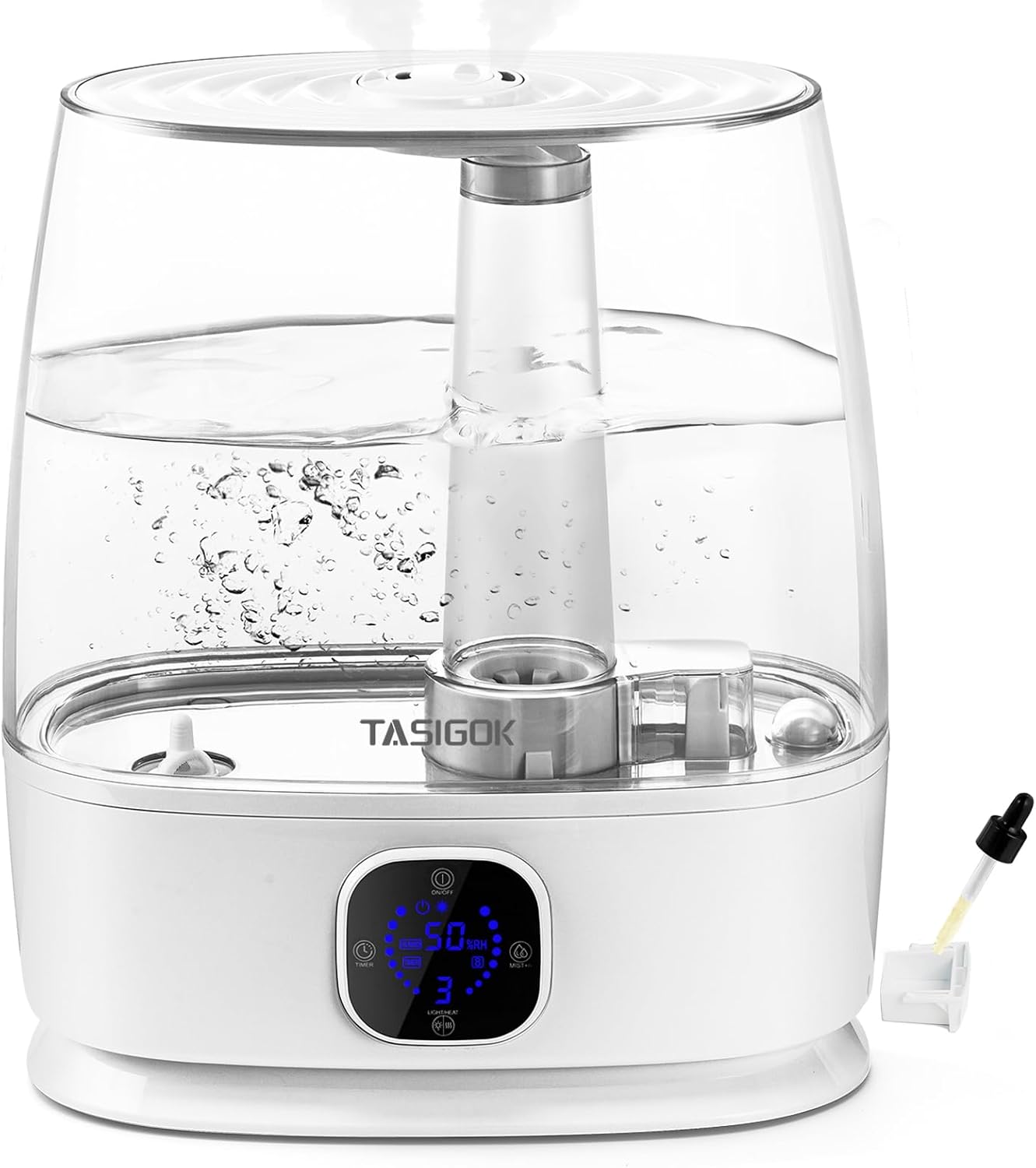 寝室の家の加湿器、6L の涼しくて暖かい霧の空気加湿器 広い部屋のベビー保育園、50 時間簡単に清掃してトップ フィル、超音波、エッセンシャル オイル、静か、家、植物