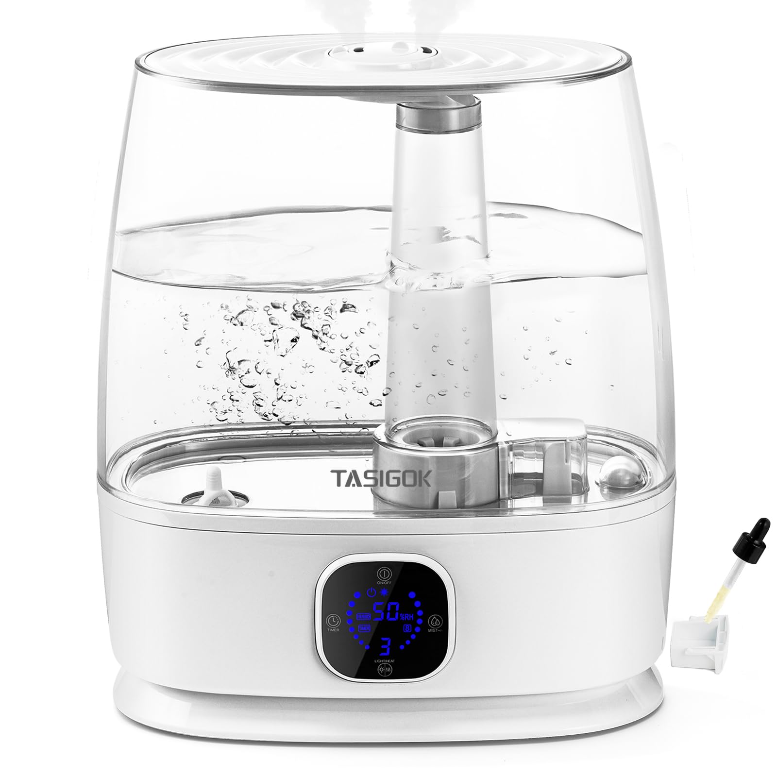 Humidifiers for Bedroom Home, 6L Cool and Warm Mist Air Humidifier for Large Room Baby Nursery, 50H Easy Clean and Top Fill, Quiet with Ultrasonic, Essential Oils, Auto Mode, for House, Plants