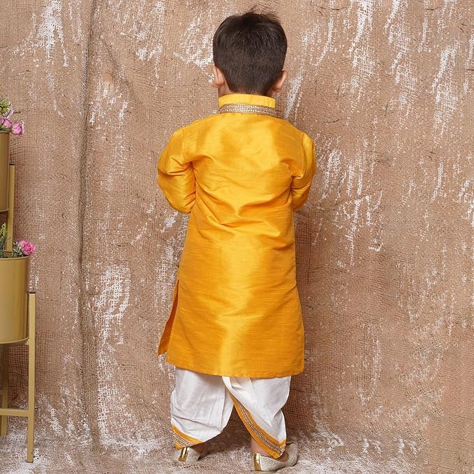 Image of AJ DEZINES Kids Ethnic Wear Pure Cotton Dhoti Kurta Set For Boys