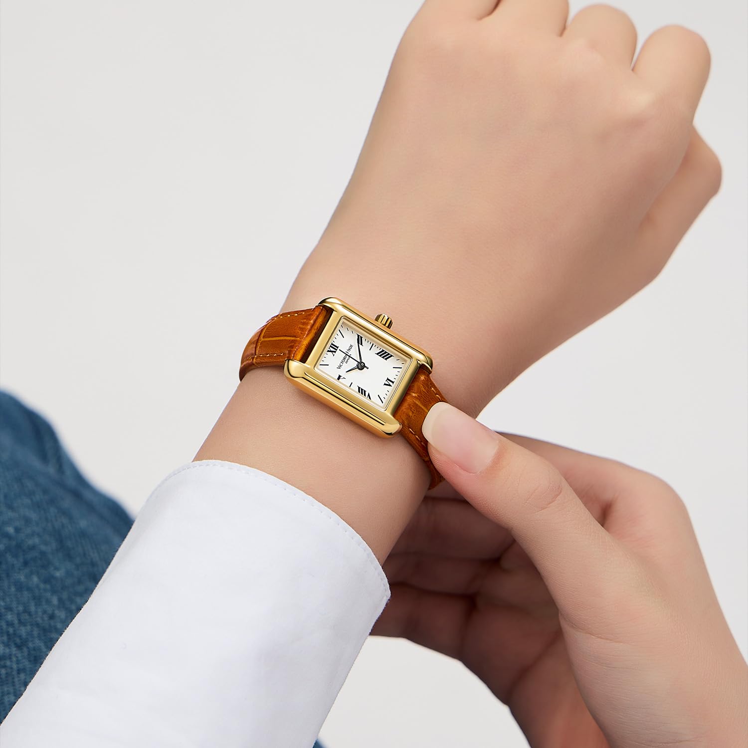 VICTORIA HYDE Klassisches Quadrat Damenuhr mit römischen Ziffern Vintage Armbanduhr Rechteckige Uhren Damen mit mit Edelstahl- oder Lederarmband