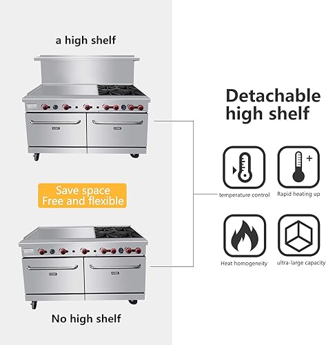 Miniatura 6 de KITMA Gamas comerciales - Plancha de 36 pulgadas con 4 quemadores y 2 hornos estándar grupo de cocina de propano líquido para cocina restaurante