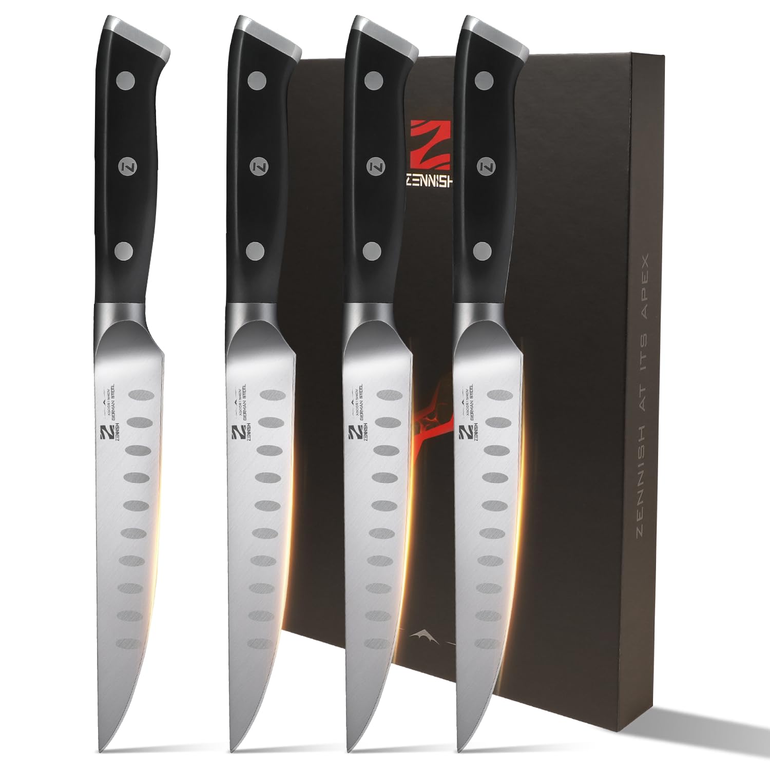 Steak Knives, 5 Inch Steak Knives Set of 4, High-Carbon 1.4116 German Steel, Full Tang Ergonomic G10 Handle with Premium Gift Box