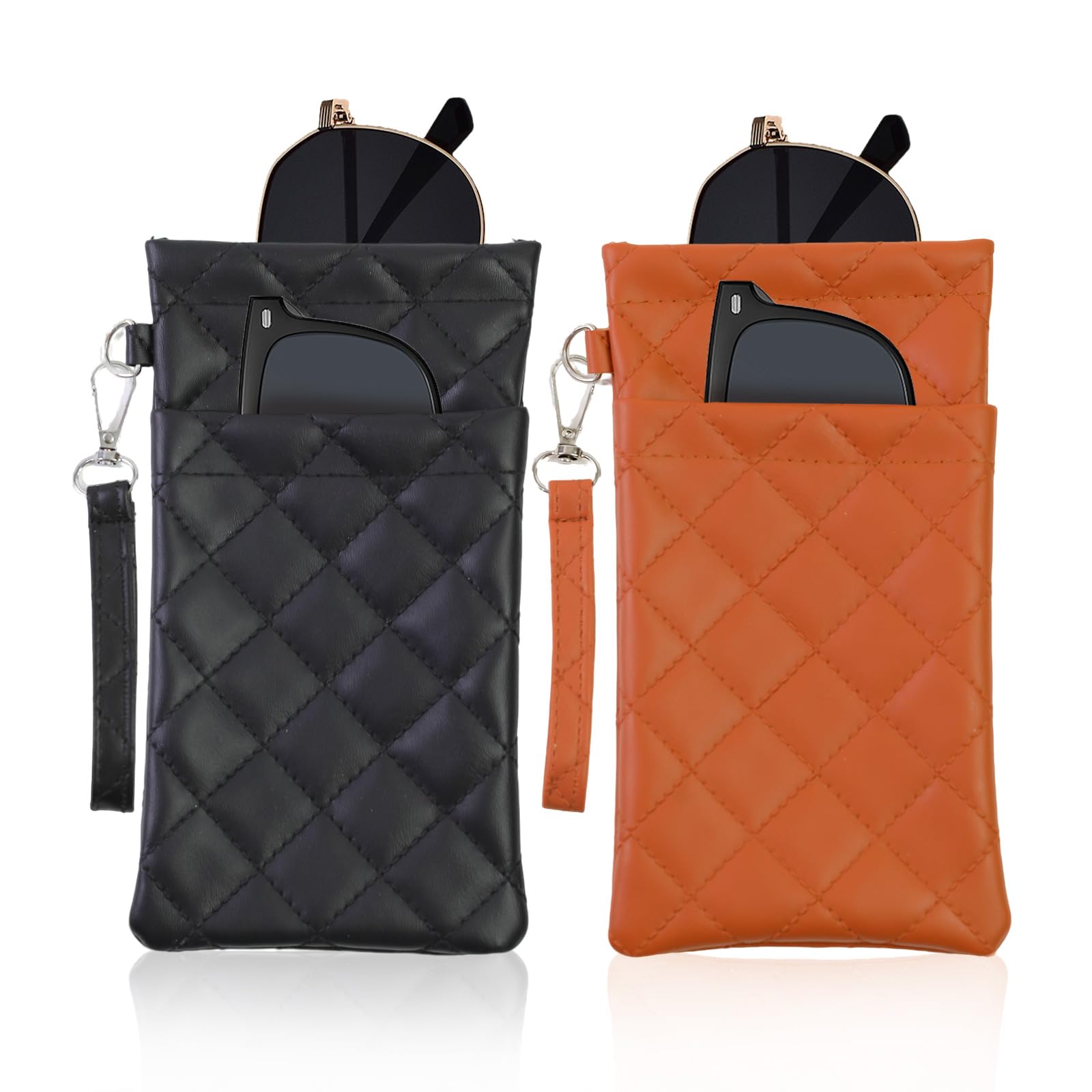 Double Eyeglass Case Soft Dual Glasses Case for Women Men Travel Squeeze Top Sunglasses Cases Eyeglasses Pouch-picture-30