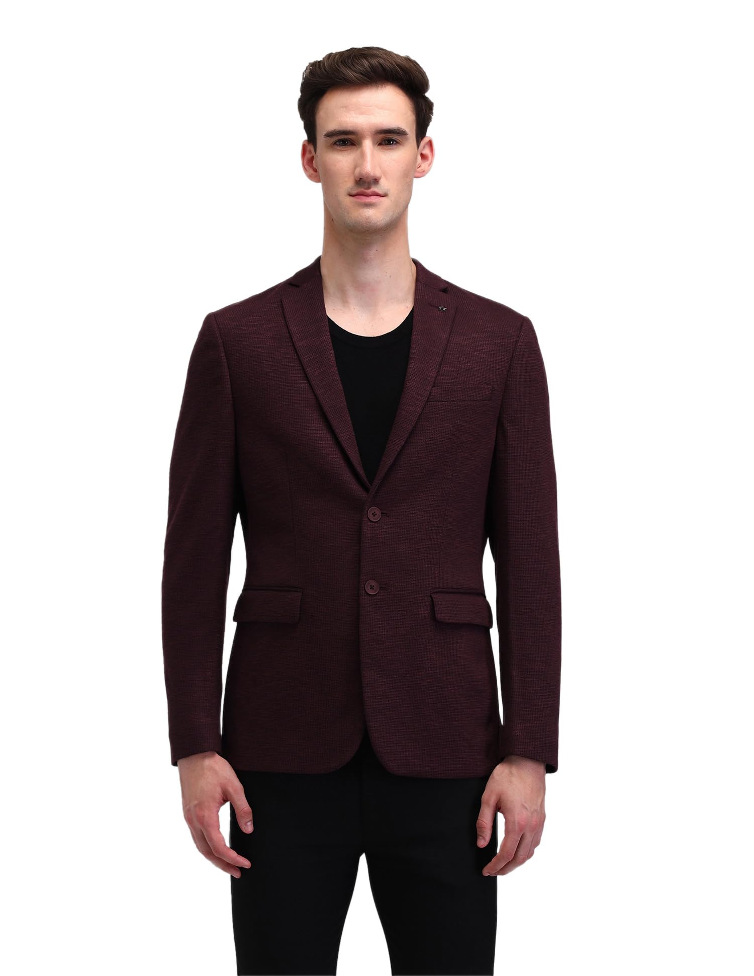 arrow Mens Red Self-Design Notch Collar Long Sleeve Formal Polyester Slim Fit Blazer (ARAIBZ5027_Red_44)-picture-29