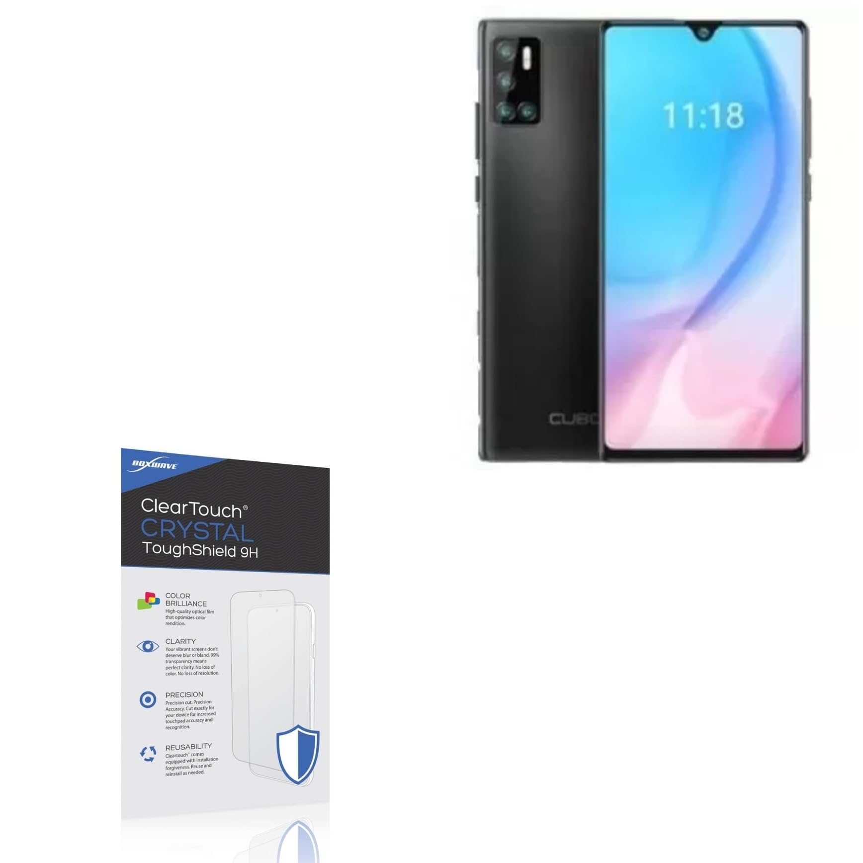 BoxWave Screen Protector Compatible With Cubot J9 - ClearTouch Crystal ToughShield 9H (2-Pack), Clear 9H Tough Flexible Film Screen Protector