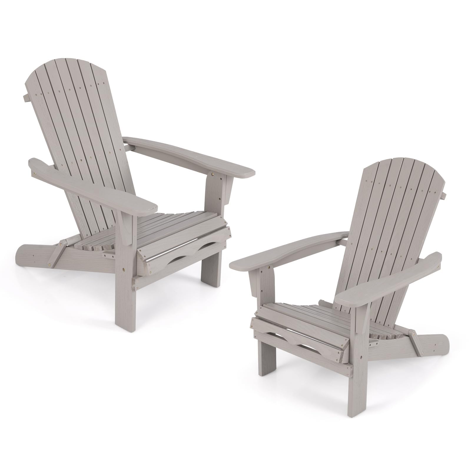 FANTASK Adirondack Lot de 2 chaises de Jardin avec Dossier Haut et accoudoirs Larges, 51 x 46 cm, Gris