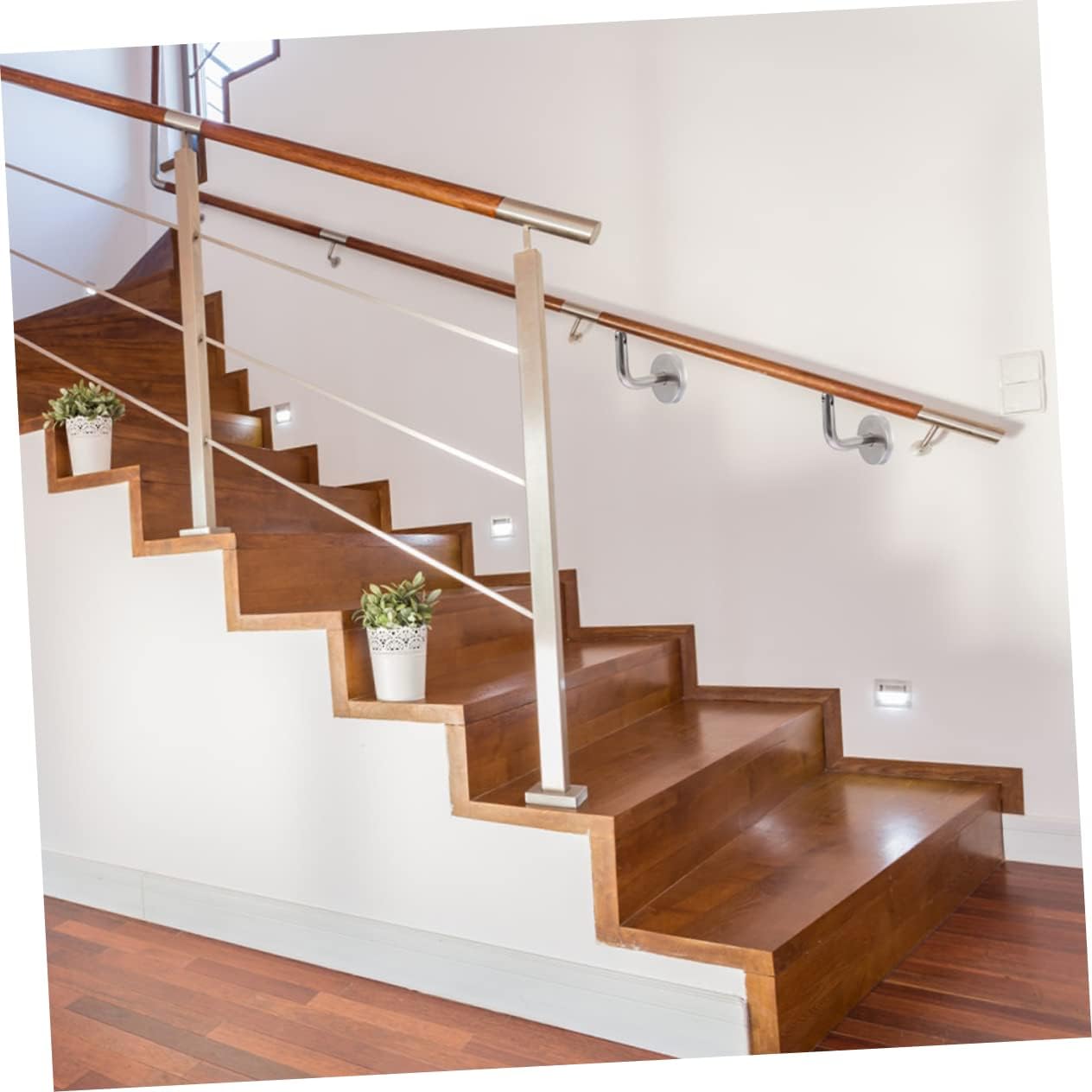 DOITOOL 5pcs Stainless Steel Handrail Bracket for Indoor and Outdoor Stairways Support Bracket for Railing Easy to Install