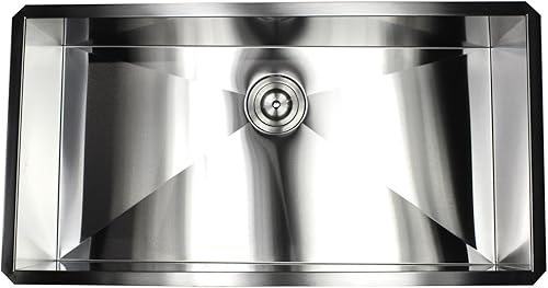 Miniatura 3 de Kingsman ARL-F3619 - Fregadero de cocina de acero inoxidable con diseño de radio cero calibre 16 de calibre 16, paquete premium