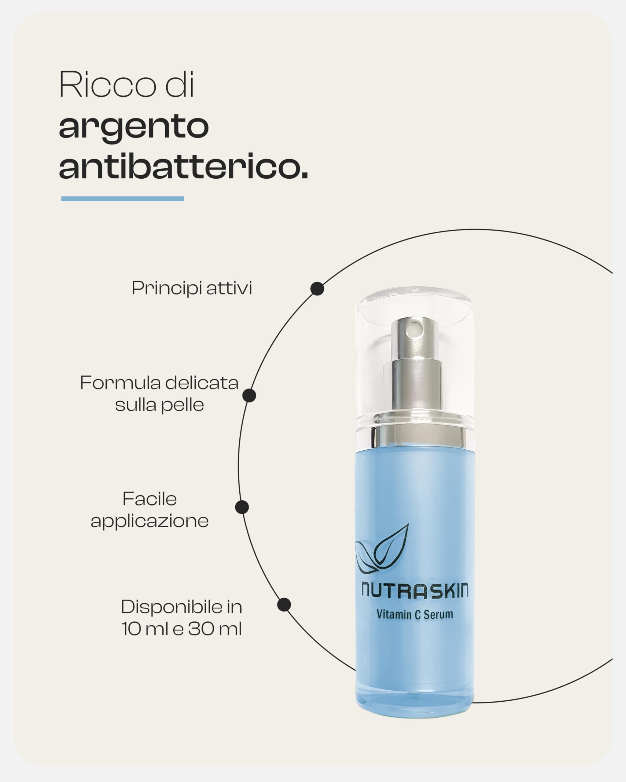 Nutraskin Siero alla Vitamina C - Siero Anti-Età per Viso, Collo e Décolleté I Siero ad Alto Dosaggio di Vitamina C I Idratante Naturale per Uso Quotidiano I Prodotto in Germania I 30ml