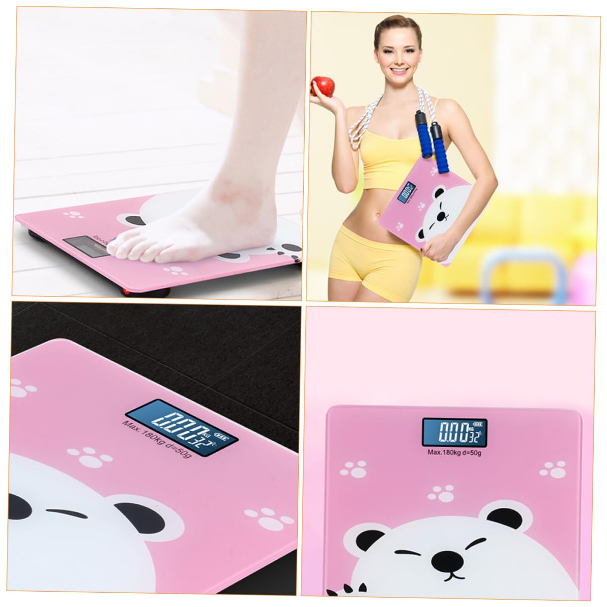 Digital Scale Max Capacity High Precision Electronic Weight Scale with Cartoon Pink Design Durable Safe Material for Home Use Multi Functional Weighing for Boy Girl Adults Pets