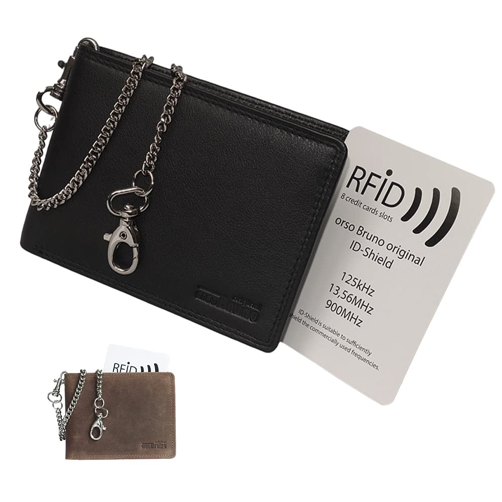 Cartera de cadena RFID, Negro , medium