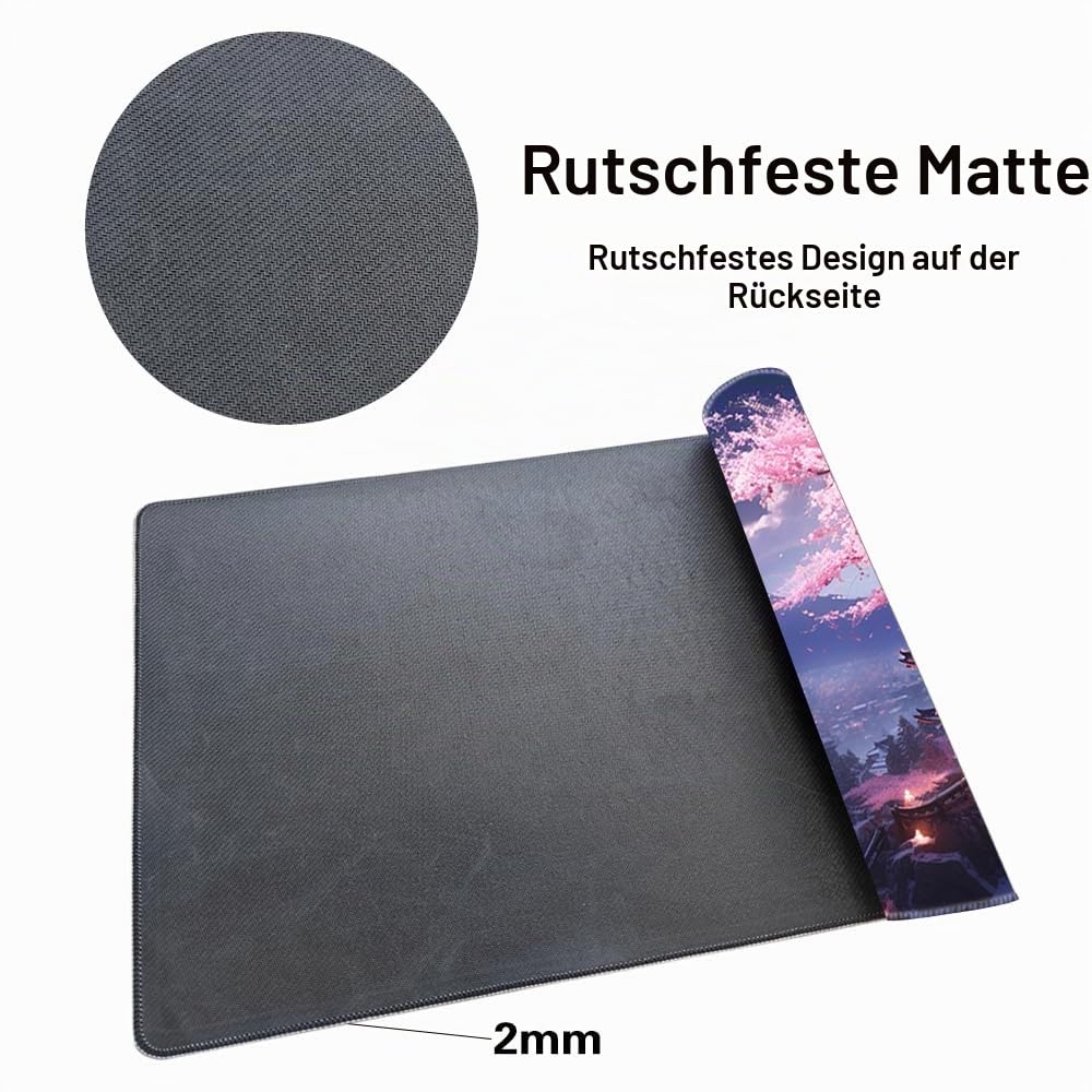 MTG Playmat – rutschfeste Rückseite, ideal für Kartenspiel-Enthusiasten, TCG-Spielmatte (Cherry Blossom Rain-No Deck)