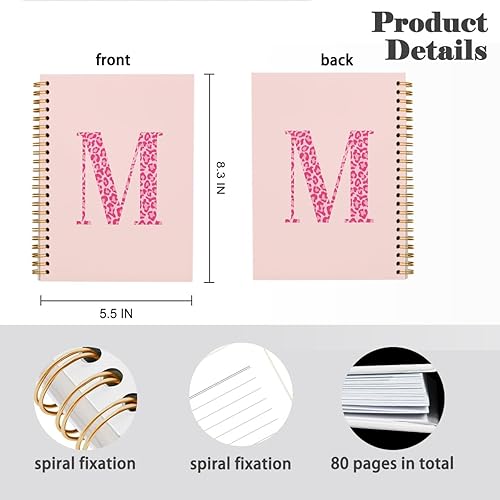 Miniatura 30 de Bnwepo Initial Leopard Letter T Notebook Journal, Preppy Bow Monogrammed Monogram Gifts for Women, Monogram Notebook Journal, Personalized Notebook