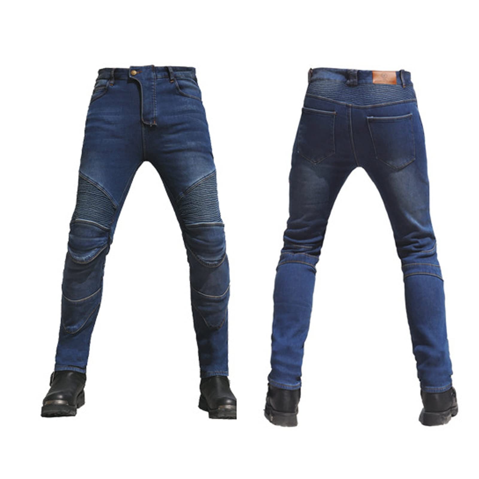 Pantaloni Da Equitazione Moto In Velluto Spesso Jeans Locomotive Invernali. Tessuto Denim Impermeabile, Resistente All'usura, Antivento Ginocchiere * 2, Escaping* 2