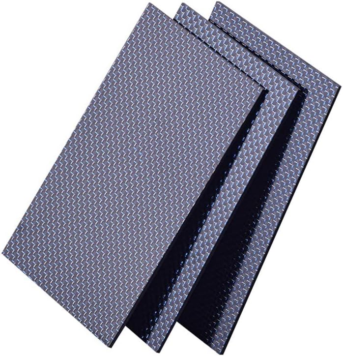 MOZTO 1pcs 75x125mm 3k Carbon Fiber Sheet, Blue and Silver Wire Woven Gloss/Matte Finish Carbon Fiber Panel Board (Color : 75x125x4.0mm Glossy)