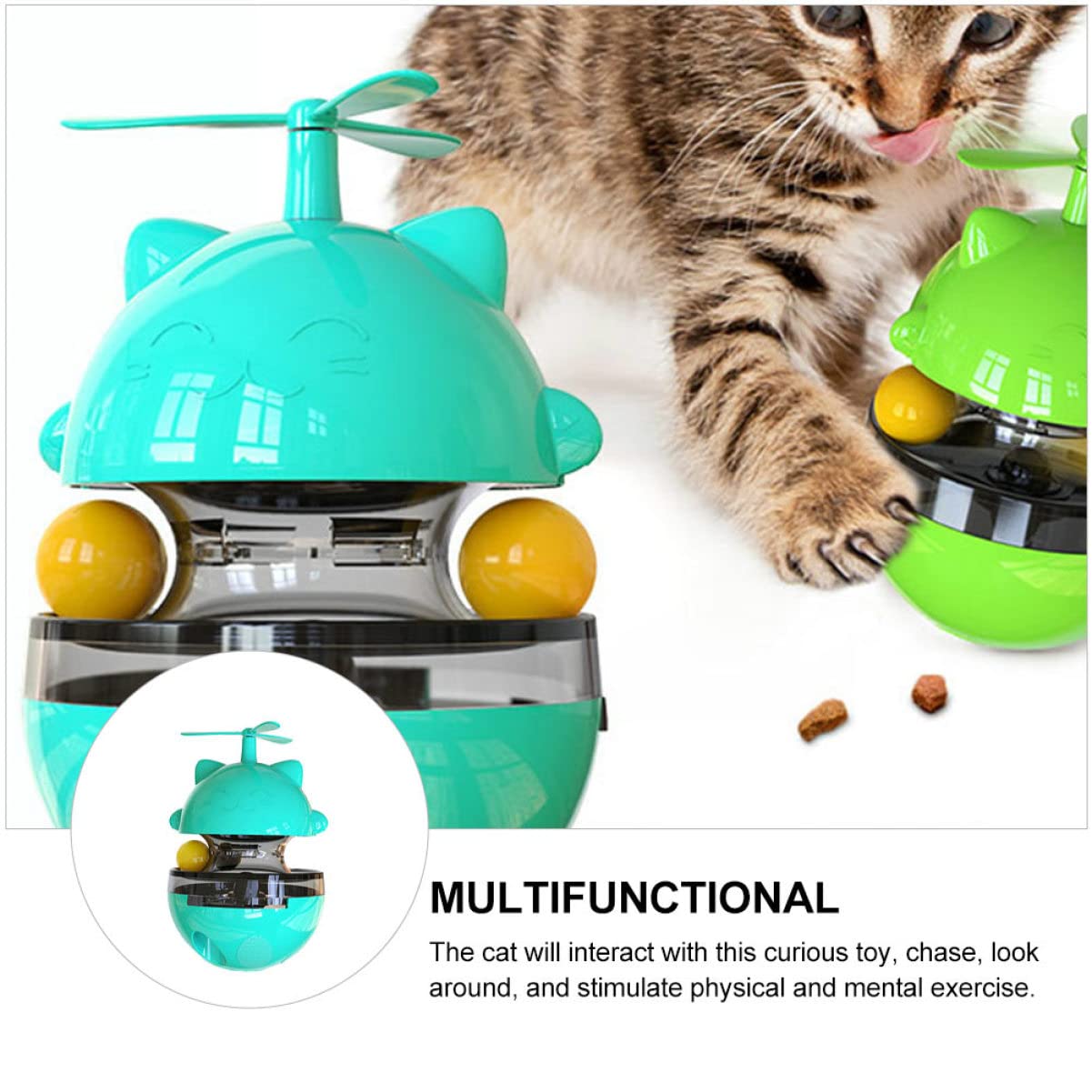 Happyyami 1stück Katzen Spielzeug Tumbler Futterspender Für Katzen Leichtgewichtige rutschfeste Design Mit Lebensmittelbehälter Interaktives Spielzeug Für Drinnen Und Draußen Geeignet